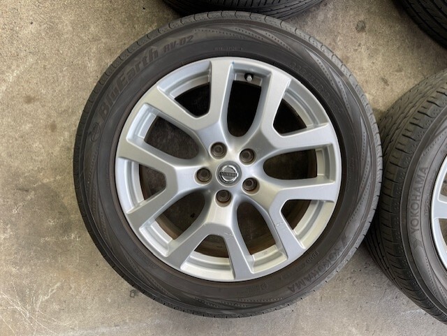 H411-2)手渡し可！225/55R18+エクストレイル純正18インチアルミ中古4本セット！7J-18+40！愛知_画像5