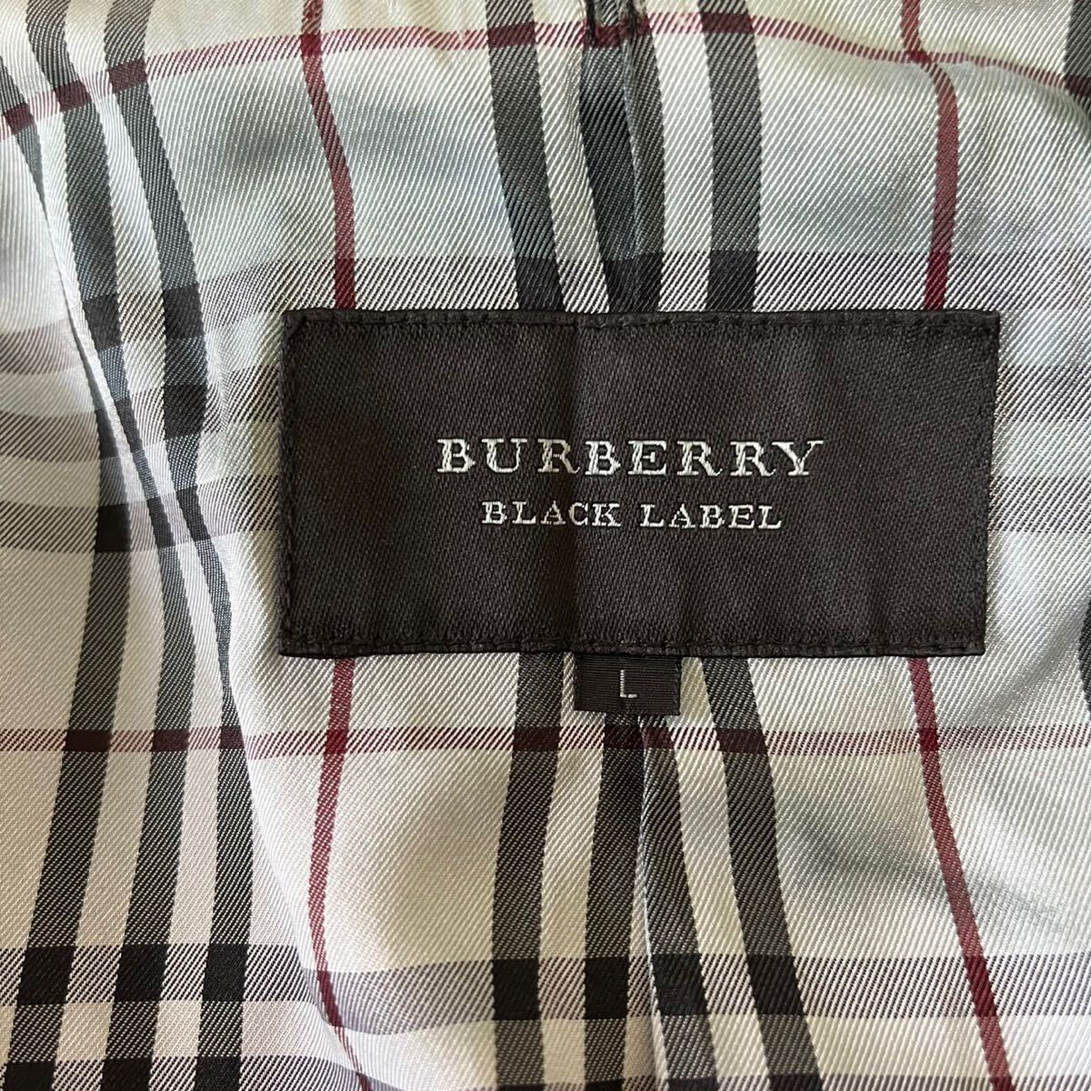 《美品》バーバリーブラックレーベル BURBERRY ノバチェック 袖ライン ラムレザー 羊革 ライダースジャケット Lサイズ 黒 ブラック メンズの画像6