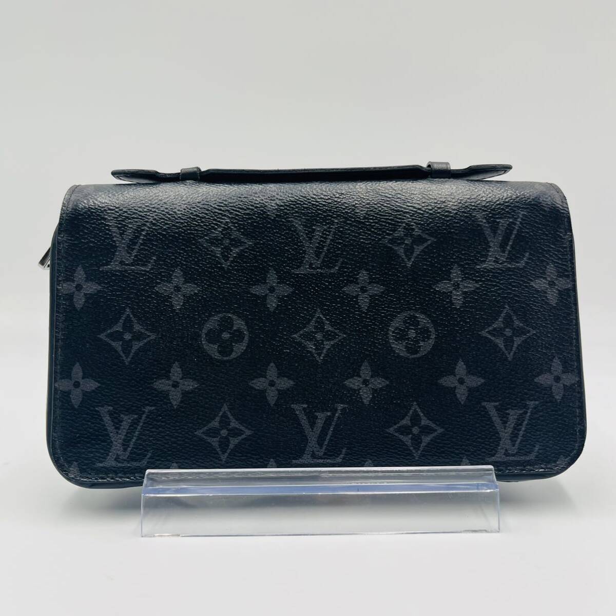 1円《現行モデル》LOUIS VUITTON ルイヴィトン モノグラムエクリプス ジッピーXL M61698 ブラック ラウンドファスナー 財布 セカンドバッグの画像2