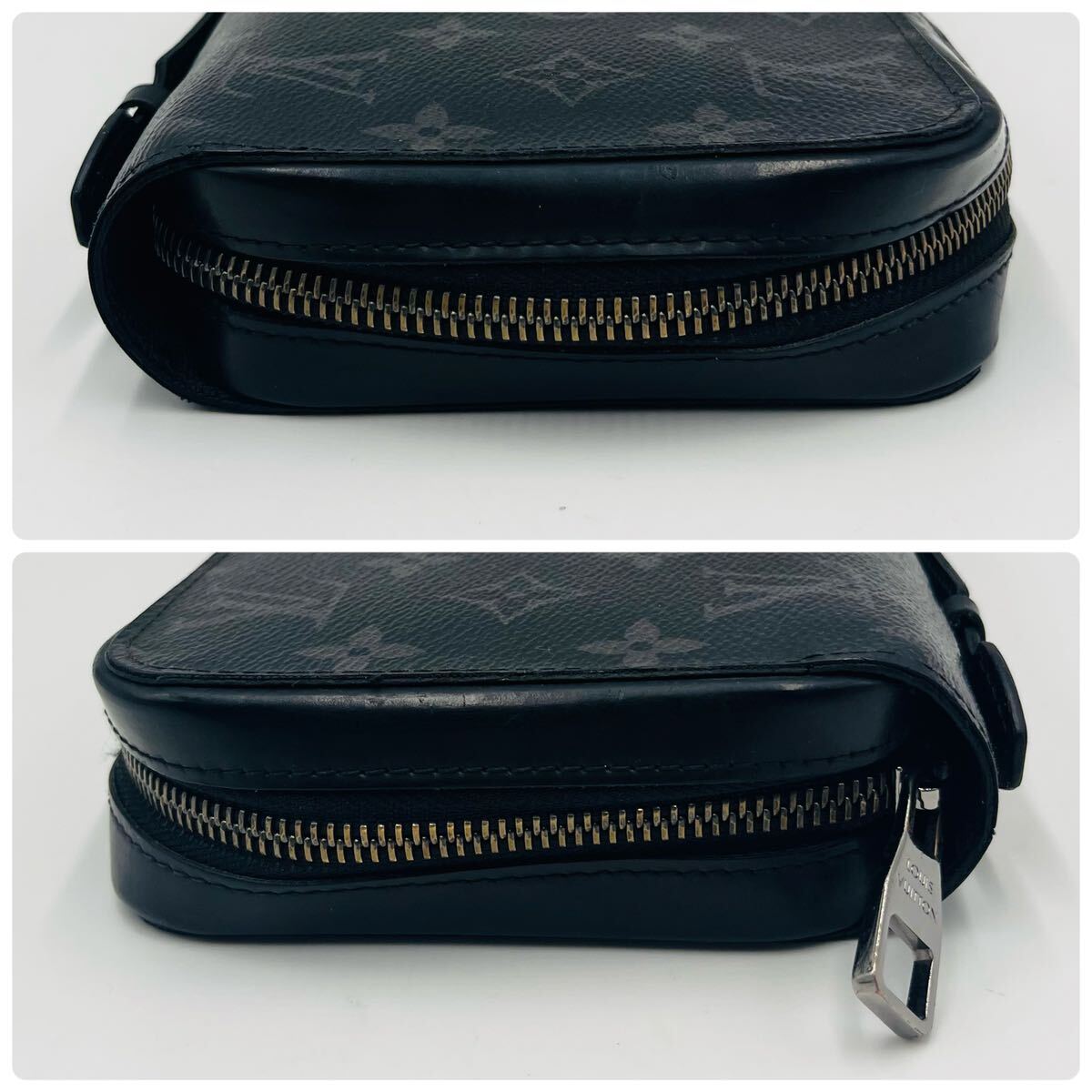 1円《現行モデル》LOUIS VUITTON ルイヴィトン モノグラムエクリプス ジッピーXL M61698 ブラック ラウンドファスナー 財布 セカンドバッグの画像5