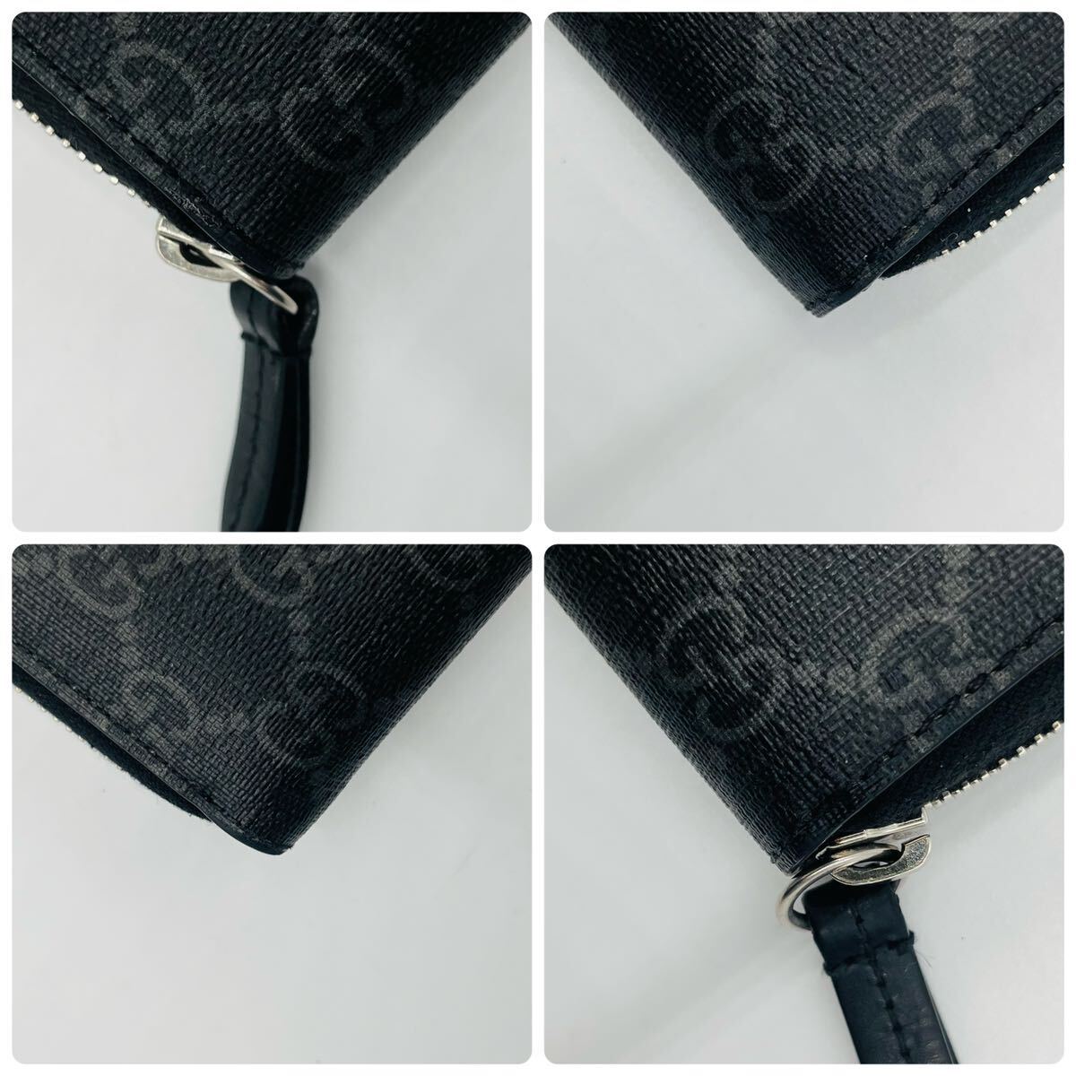 1円《美品》GUCCI グッチ GGスプリーム スネーク 蛇 長財布 ラウンドファスナー ジッピーウォレット PVC レザー 本革 黒 ブラック メンズの画像7