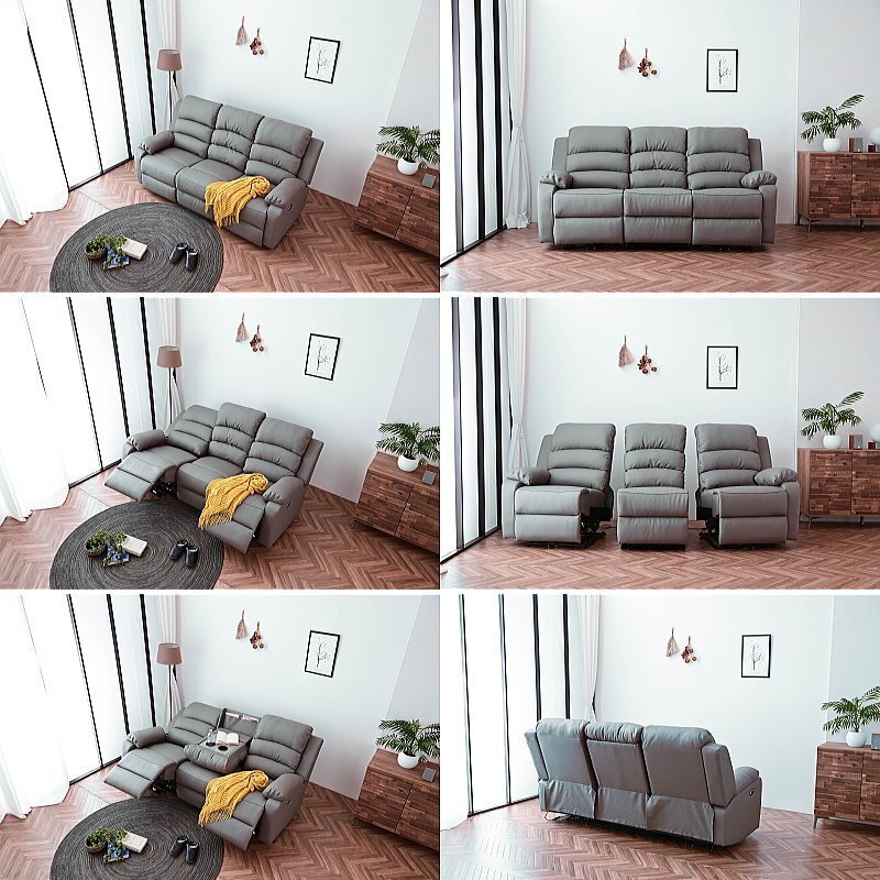  sale new goods 1 jpy start electric reclining sofa 3 seater . sofa USB port attaching leather leather trim GY high class 3P comfortable stylish sofa :ST10-10E03