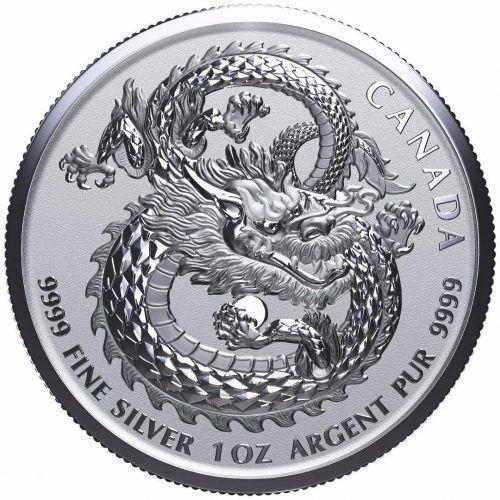 [ご紹介いたします!] カナダ造幣局2019ラッキードラゴン ハイレリーフ5ドル純銀貨カプセル入 インフレ・デフレにも強いコイン収集をお勧_画像1