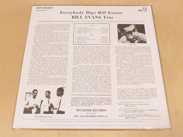 未開封 ビル・エヴァンスEverybody Digs Bill Evans Mono Mix オリジナルテープリマスター限定180g重量盤LP RSD Limited Edition Riversideの画像2