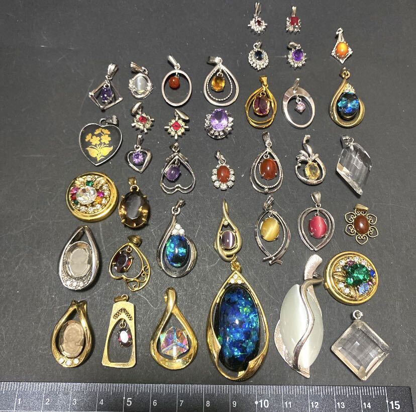 [96] necklace accessory pendant top large amount set set sale color stone Showa Retro other 
