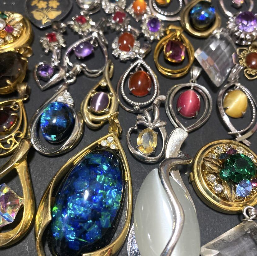 [96] necklace accessory pendant top large amount set set sale color stone Showa Retro other 