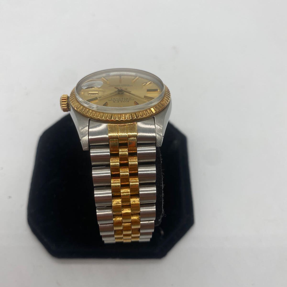 exH0001 ROLEX DATE JUST ロレックス デイトジャスト ref.16013 7桁シリアル 829.... シャンパン文字盤 コンビベルト 稼働ok 現状品の画像4