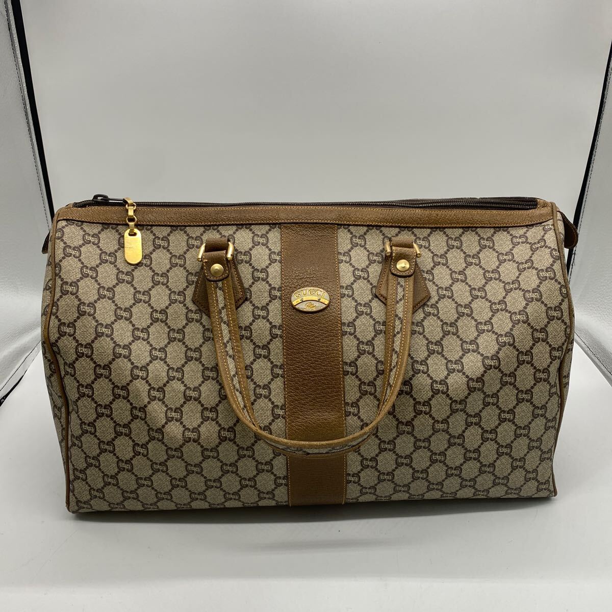 exI0004 GUCCI グッチ オールドグッチ ボストンバック ハンドバッグ GG柄 総柄 現状品の画像1