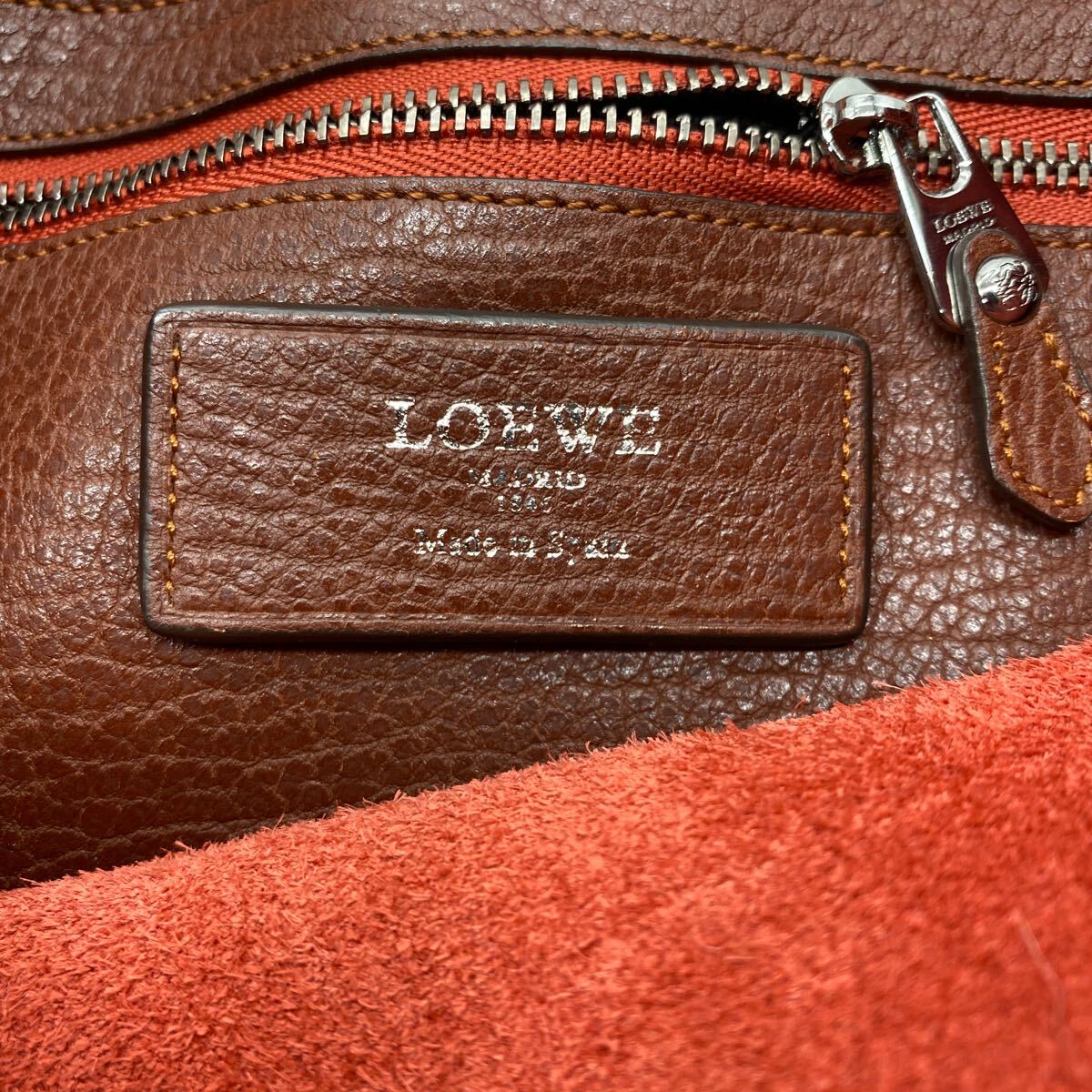 exH0025 LOEWE ロエベ ショルダーバッグ ハンドバック2way レザー ワインレッド 保存袋セット　現状品_画像9