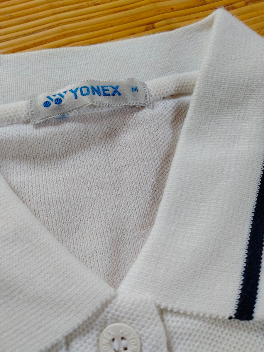 ヨネックス YONEX テニス 半袖ポロシャツ　紺ライン　白×紺　ホワイト×ネイビー　上のみ