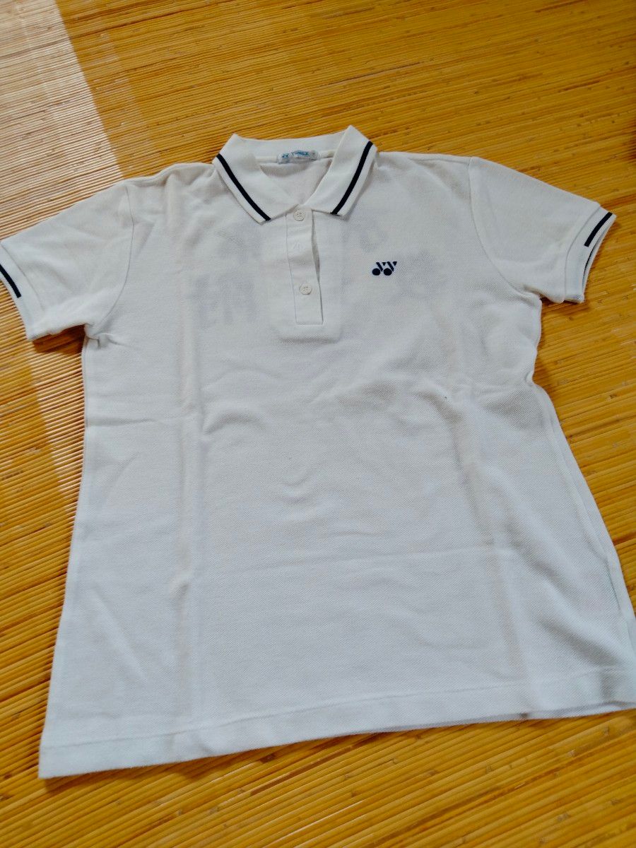 ヨネックス YONEX テニス 半袖ポロシャツ　紺ライン　白×紺　ホワイト×ネイビー　上のみ