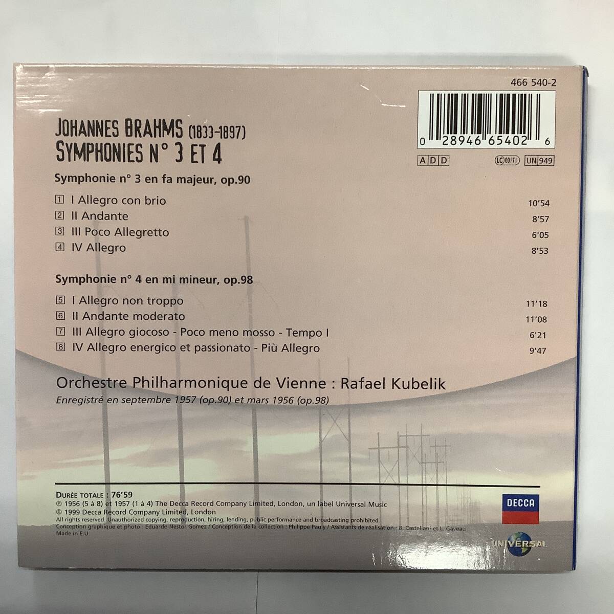 Symphonies No3 No4 Rafael Kubelik 輸入盤CD 466540-2_画像3