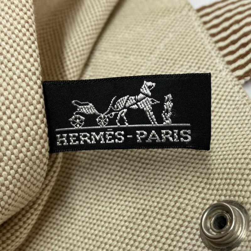 【中古】HERMES ニューフールトゥ カバス エルメス ベージュ×ブラウン トートバッグ ハンドバッグ[240019450448]_画像8