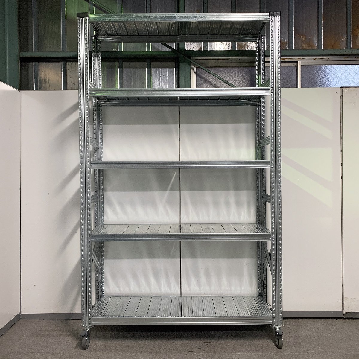 LW16*[METALSISTEM]5 step steel shelf W1280×D410×H2100mm with casters ./ Italy made metal system SUPER123 light weight rack 