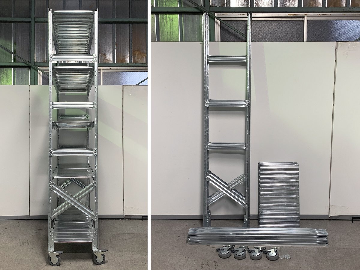 LW16*[METALSISTEM]5 step steel shelf W1280×D410×H2100mm with casters ./ Italy made metal system SUPER123 light weight rack 