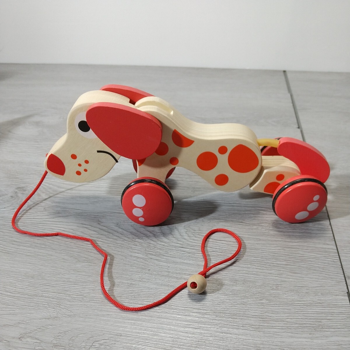 y043004t Promise Babe プルトイ 引っ張るおもちゃ 可愛い犬 木製 オーガニック 知育玩具 _画像3