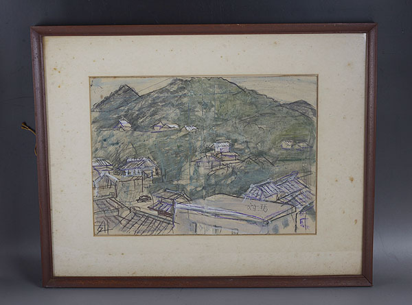 # heart .# [ genuine work ]. rice field . futoshi [ against horse ] paper .gwashu scenery map [. collection house from ]