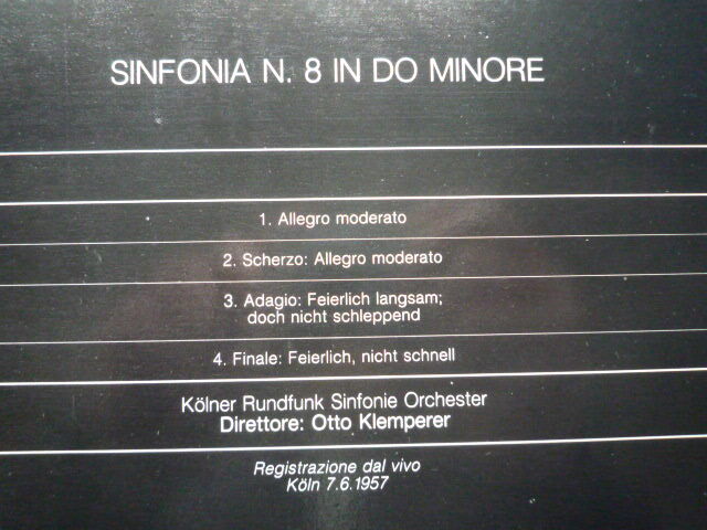 SP54 伊MOVMENTO盤2LP ブルックナー/交響曲第8番 クレンペラー/ケルン放送SO 1957/6/7_画像2