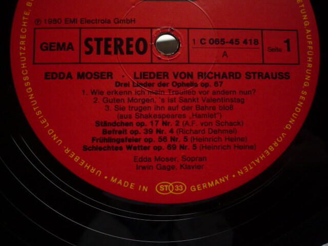 SQ02 独ELECTROLA盤LP R・シュトラウス、シューマン/歌曲集 モーザー/ゲージ_画像2