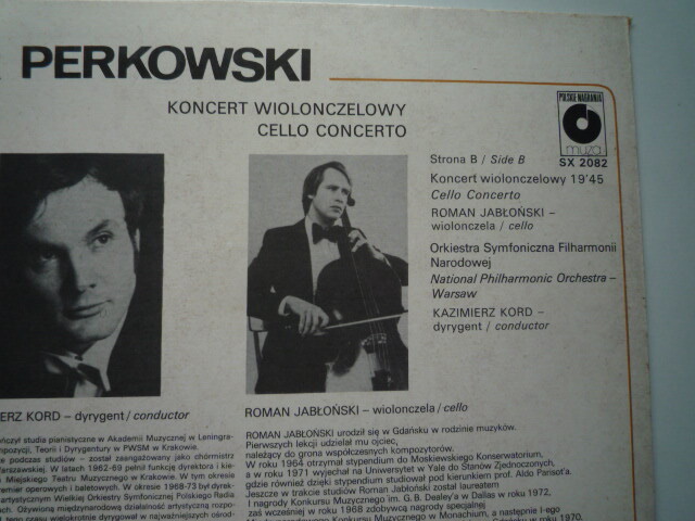 SQ55 ポーランドMUZA盤LP ペルコフスキ/協奏曲 ヴァイオリン、チェロ クルカ、ヤブロンスキー/コルトの画像3