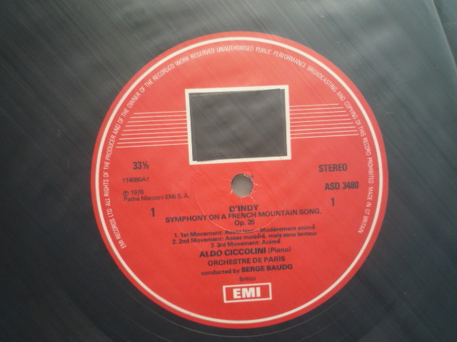 SR18 英HMV盤LP タンディ/フランスの山人の歌による交響曲他 チッコリーニ/ボド/パリOの画像3