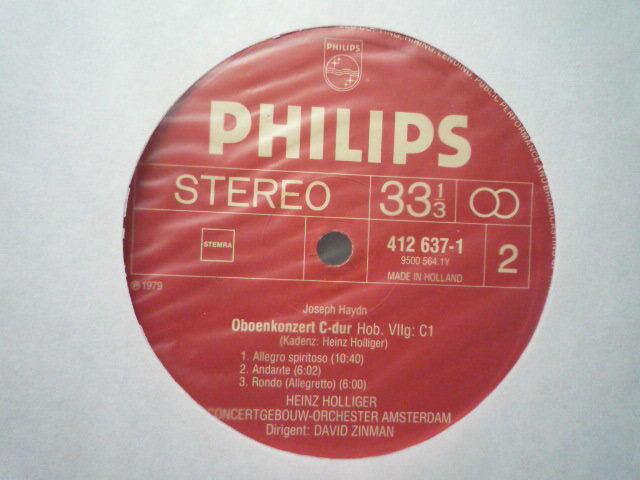 SR38 蘭PHILIPS盤LP モーツァルト、ハイドン/オーボエ協奏曲 ホリガー/ワールト、ジンマン_画像3
