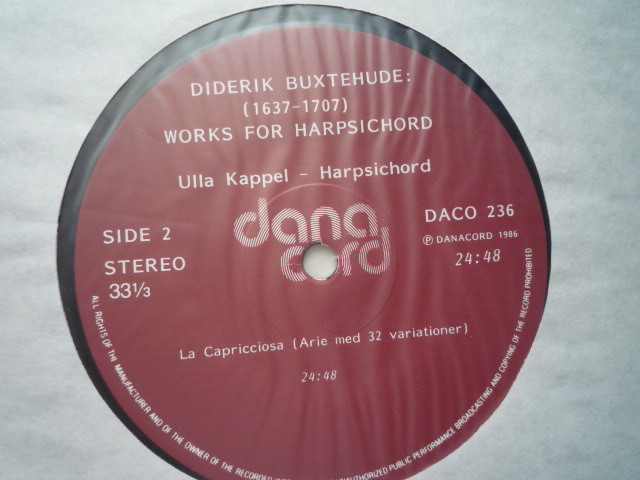 SS54 デンマークdanacord盤LP ブクステフーデ/ハープシコード作品集 ウッラ・カペル DIGITAL_画像3