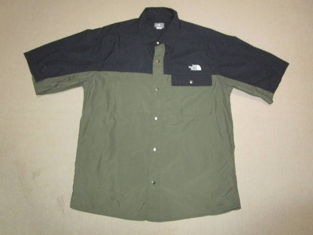 美品即決!THE NORTH FACE ノースフェイス メンズ ショートスリーブ ヌプシシャツ 半袖 S/S Nuptse Shirt NR22331 ニュートープ(NT) size L_画像1