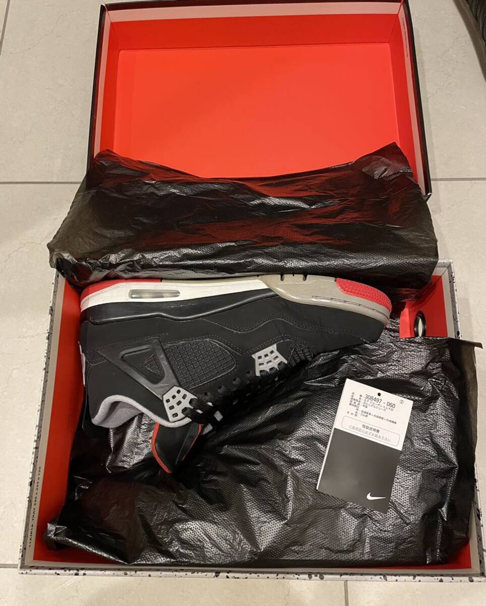 売切Nike Air Jordan4 Retro Bred 2019 US9 27cm 箱 下げ札有 ナイキ エアジョーダン4レトロ ブレッド　308497-060 _画像10