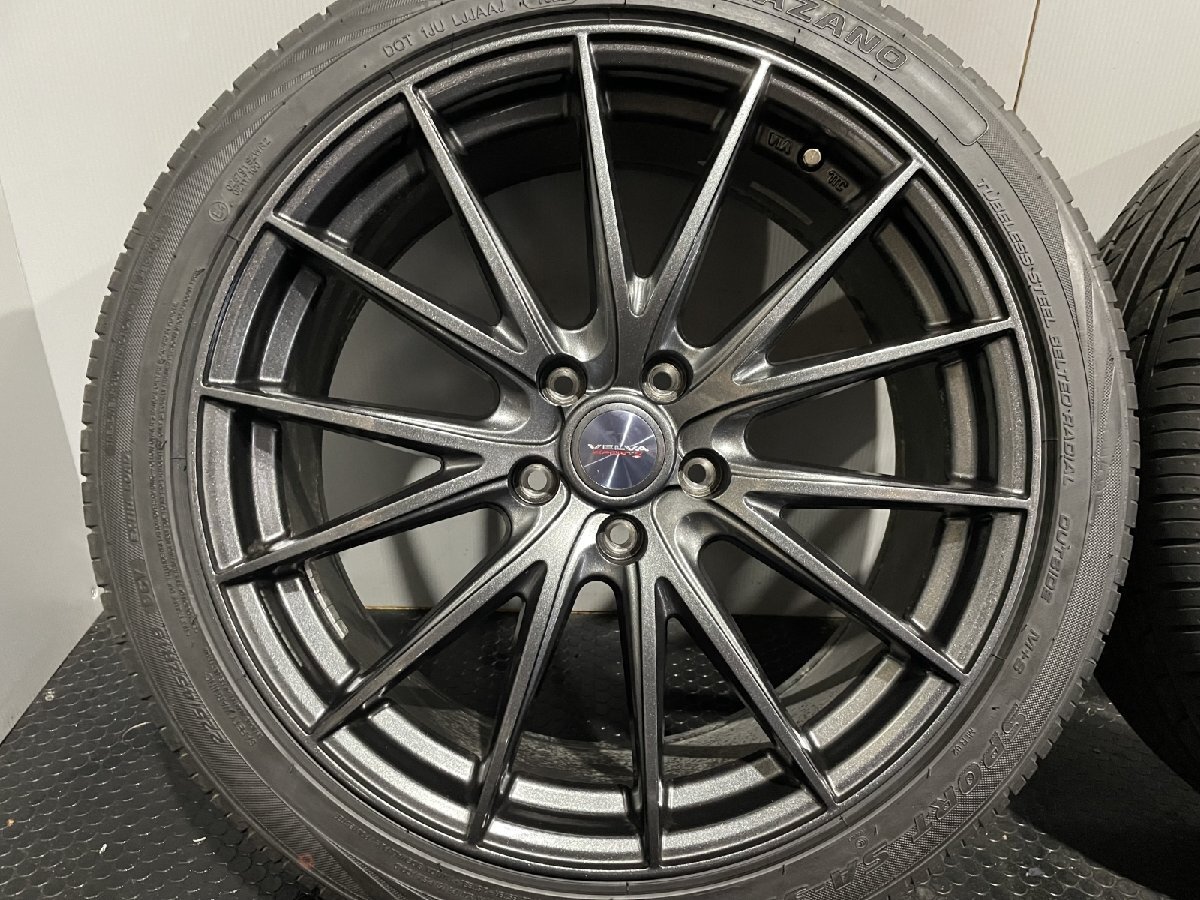 タイヤ走行短め【TRAZANO 225/45ZR19】夏タイヤ【Weds VELVA SPORT 19インチ 7.5J5HPCD114.3+48】22年製 C-HR ヴェゼル アテンザ等(MTF707)_画像2