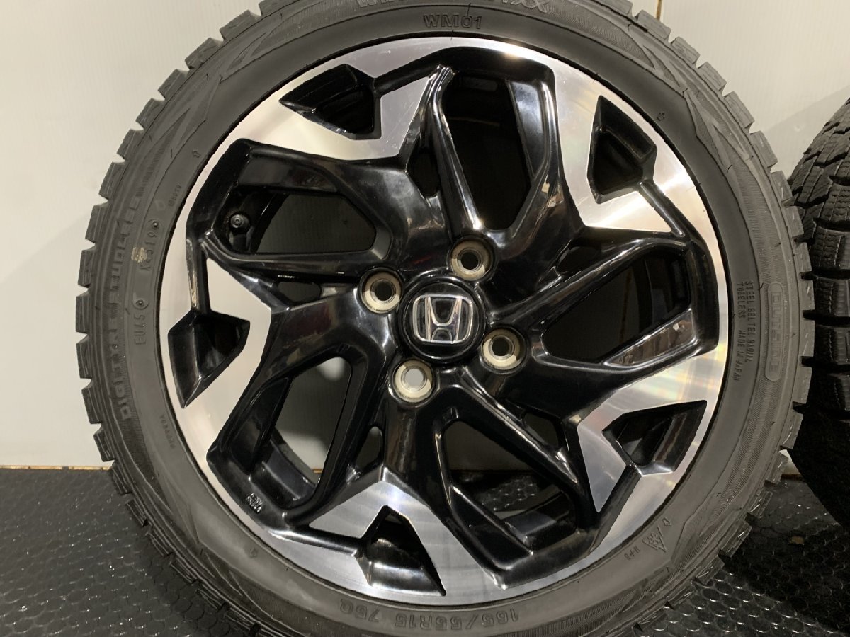 【DUNLOP WINTER MAXX WM01 165/55R15】スタッドレス【HONDA N-BOXカスタム 純正ホイール 15インチ 4.5J4HPCD100+45】19年製 バリ溝 MTB514_画像2