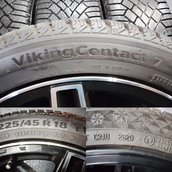 タイヤ走行短め【Continental VikingContact7 225/45R18】スタッドレス【社外ホイール 18インチ 7.5J5HPCD112+49】W177 Aクラス等 (KTL051)_画像10