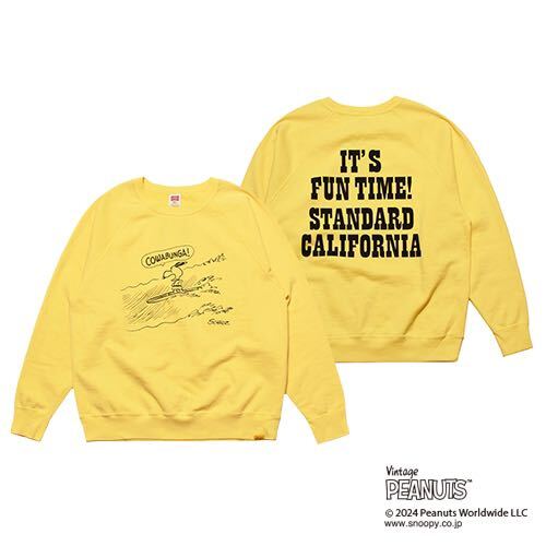 STANDARD CALIFORNIA/スタンダード カリフォルニア SNOOPY × SD Cowabunga Crew Sweat yellow XL 未使用 スウェット _画像2