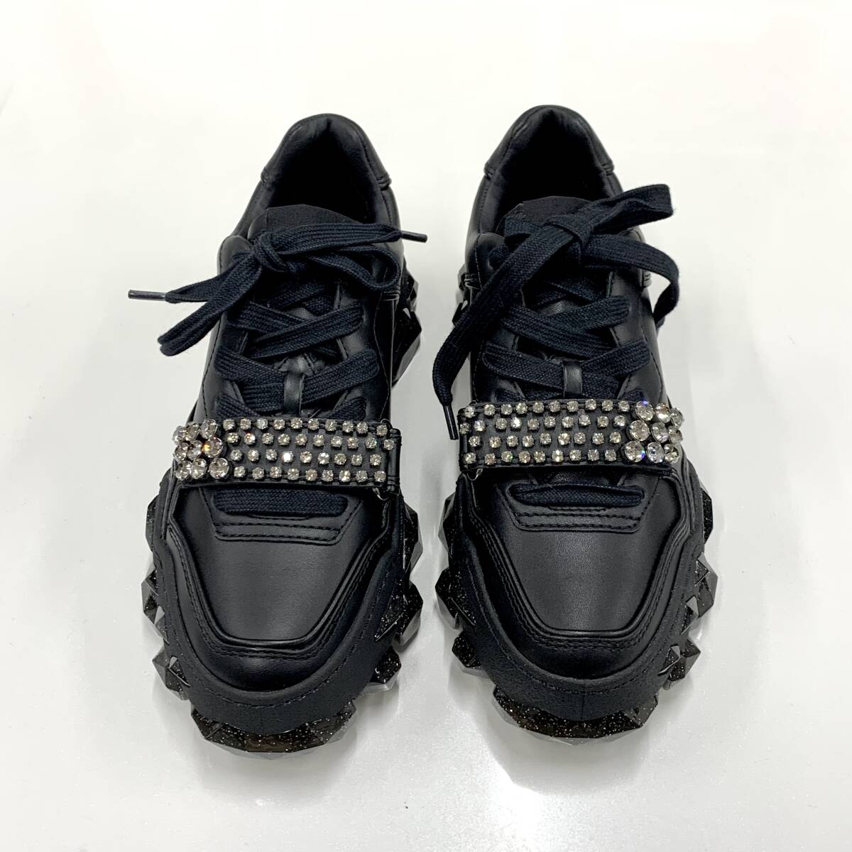 9346 未使用 ジミーチュウ DIAMOND レザー ビジュー スニーカー 9346 未使用 ジミーチュウ DIAMOND レザー ビジュー スニーカー