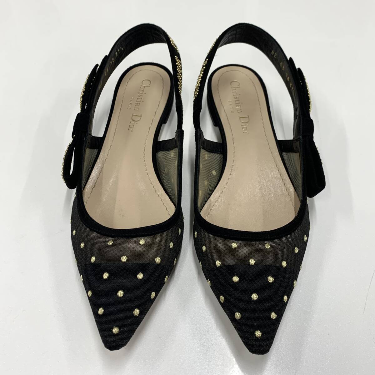 9426 Christian Dior J\'ADIOR mesh dot sling back Flat pumps black 