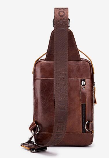 1 jpy ~ body bag (F264) original leather cow leather high capacity men's leather one shoulder bag diagonal .. Brown 