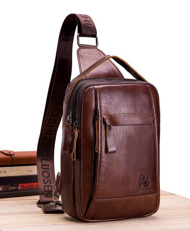 1 jpy ~ body bag (F264) original leather cow leather high capacity men's leather one shoulder bag diagonal .. Brown 