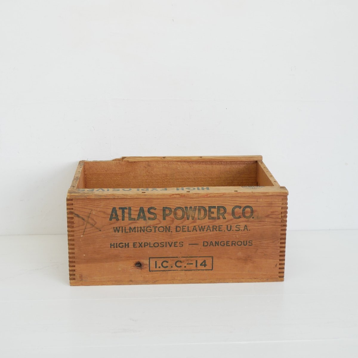 ATLAS POWDER CO. ヴィンテージ 木箱 / デラウェラ州 アトラスパウダー ウッドボックス 運搬箱 店舗什器 ディスプレイ小物 #602-40-124-221_画像2