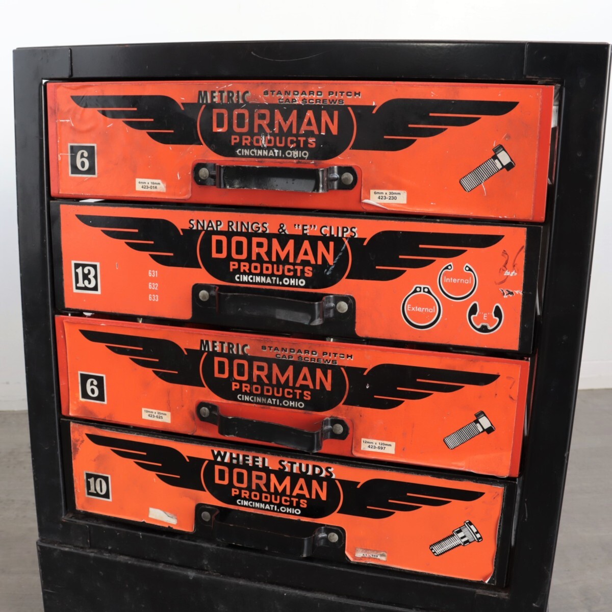 #4222　アメリカ　ヴィンテージ　50's　キャビネット【DORMAN】ドーマン　メタル製　パーツキャビネット　インダストリアル　ガレージ_画像5