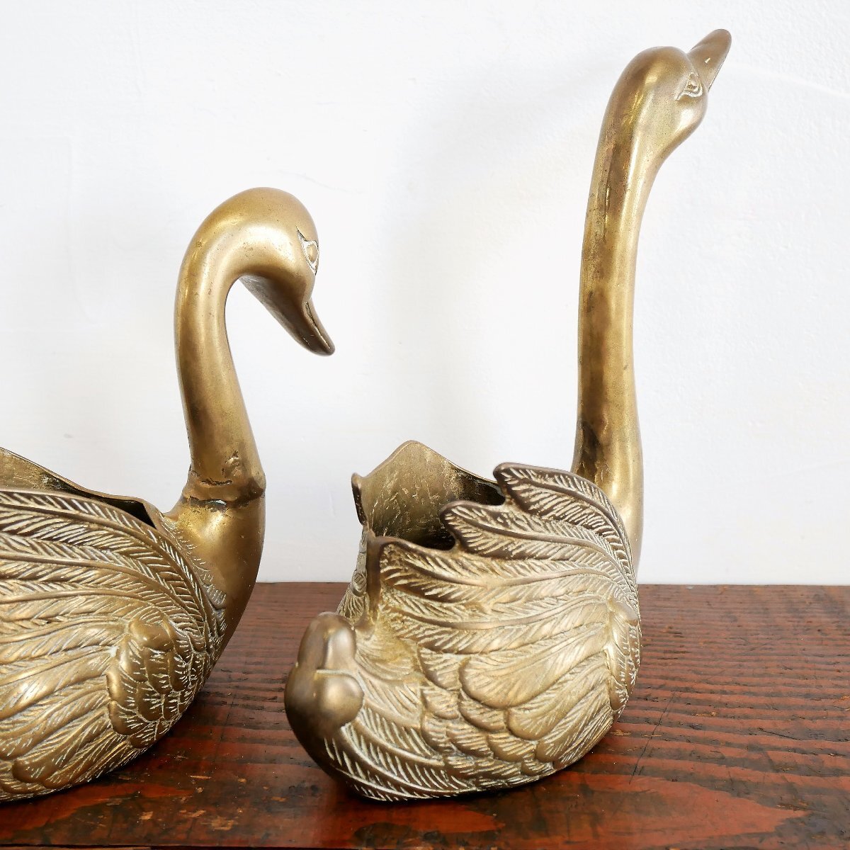 アメリカ ヴィンテージ 真鍮製 鳥（白鳥）ペア / つがい 置物 ブラス オブジェ 飾り 小物入れ #506-61-200_画像7