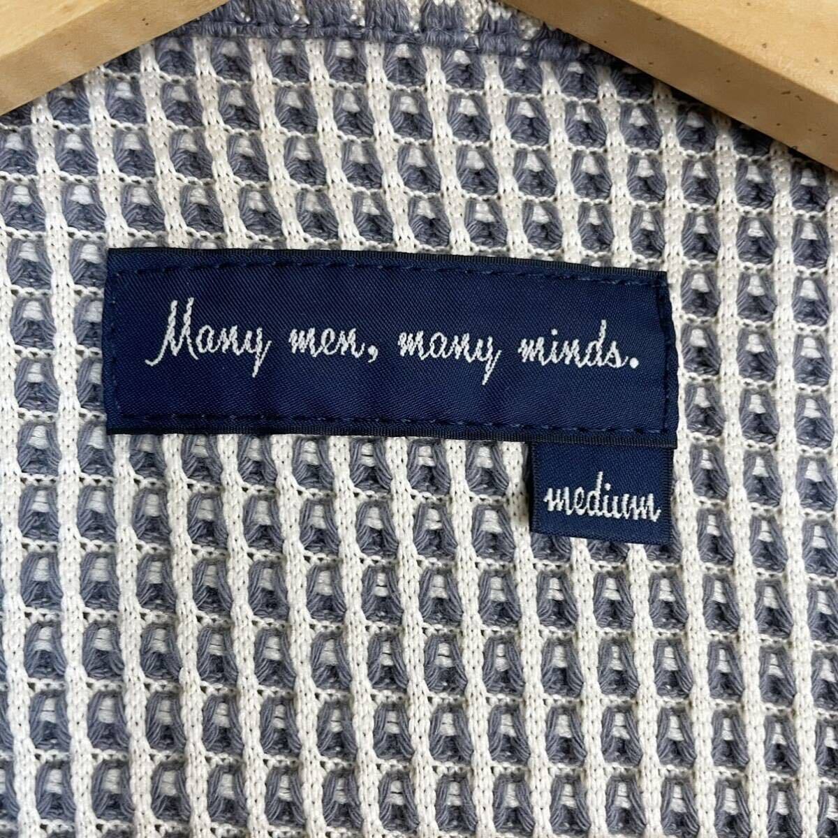 美品!!!漂う風格◎many men, many minds. テーラードジャケット アンコン ワッフル織 ニット グレー Mサイズ メンズ_画像9