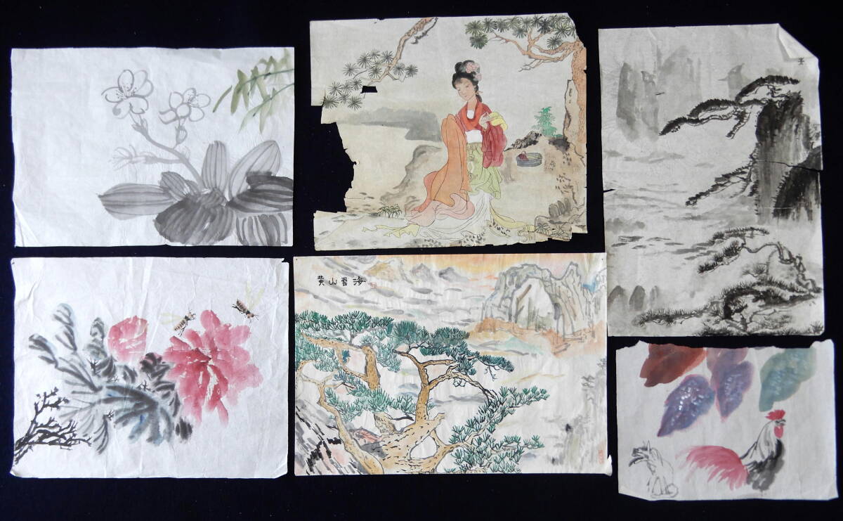  China picture flowers and birds . hand ... work 6 pieces set hand book@... water ink picture calligraphy ..2