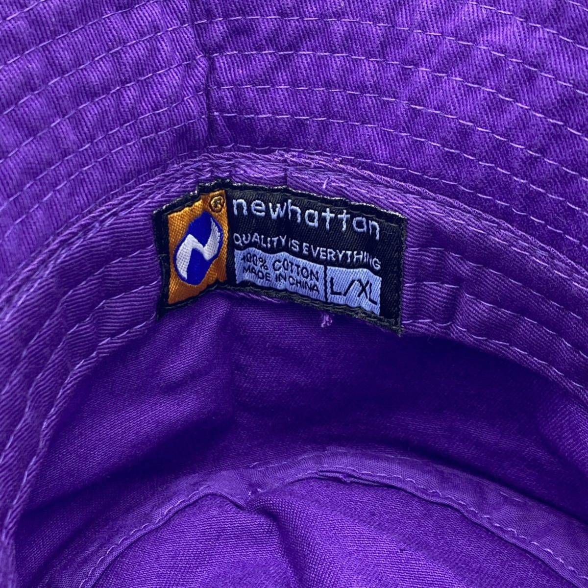 新品未使用 ニューハッタン バケットハット 紫 パープル L/XL NEWHATTAN 100%コットン メンズ レディース 無地 帽子 アウトドア_画像7
