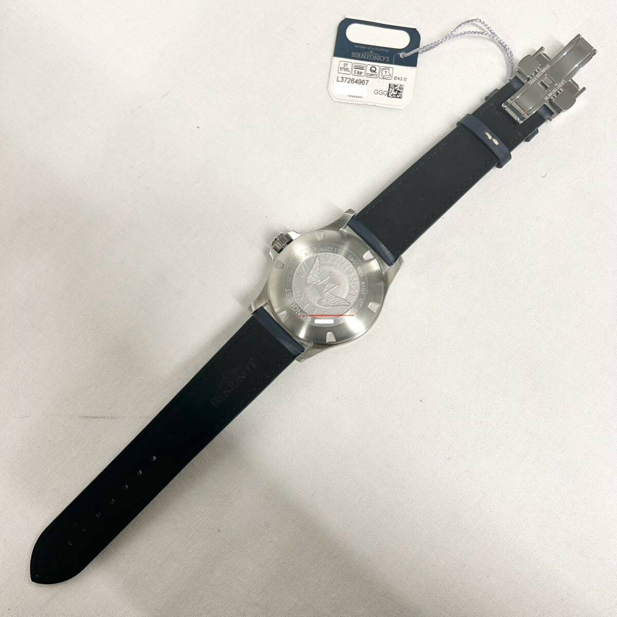 新品！！ ロンジン LONGINES L3.726.4.96.7 コンクエスト Conquest V.H.P クォーツ レザーベルト ネイビー文字盤 箱・保付き L3.726.4