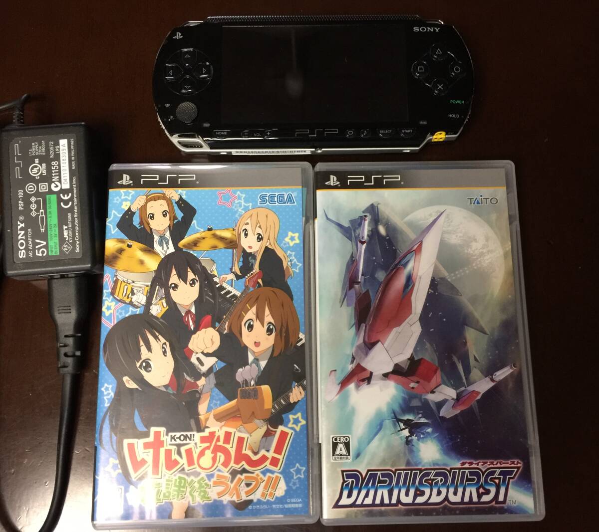 動作確認済み　PSP 本体　PSP-1000 ソフト2本セット　けいおん! 放課後ライブ ダライアスバースト