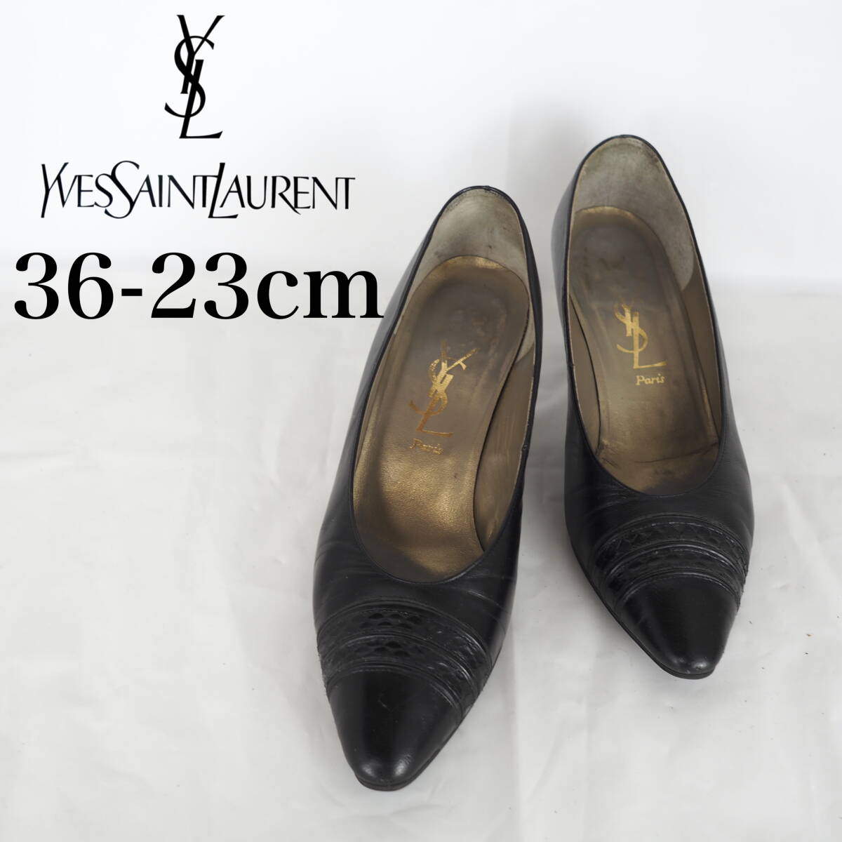 MK5645*Yves Saint Laurent*イブサンローラン*レディースパンプス*36-23cm*黒_画像1