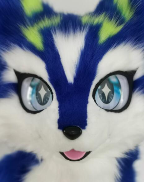 ★新作 ハンドメイド オリジナル 自作 青 ファーヘッド 可愛い ケモノ fursuit 着ぐるみ コスプレ 一つだけML２４０４０８★の画像3