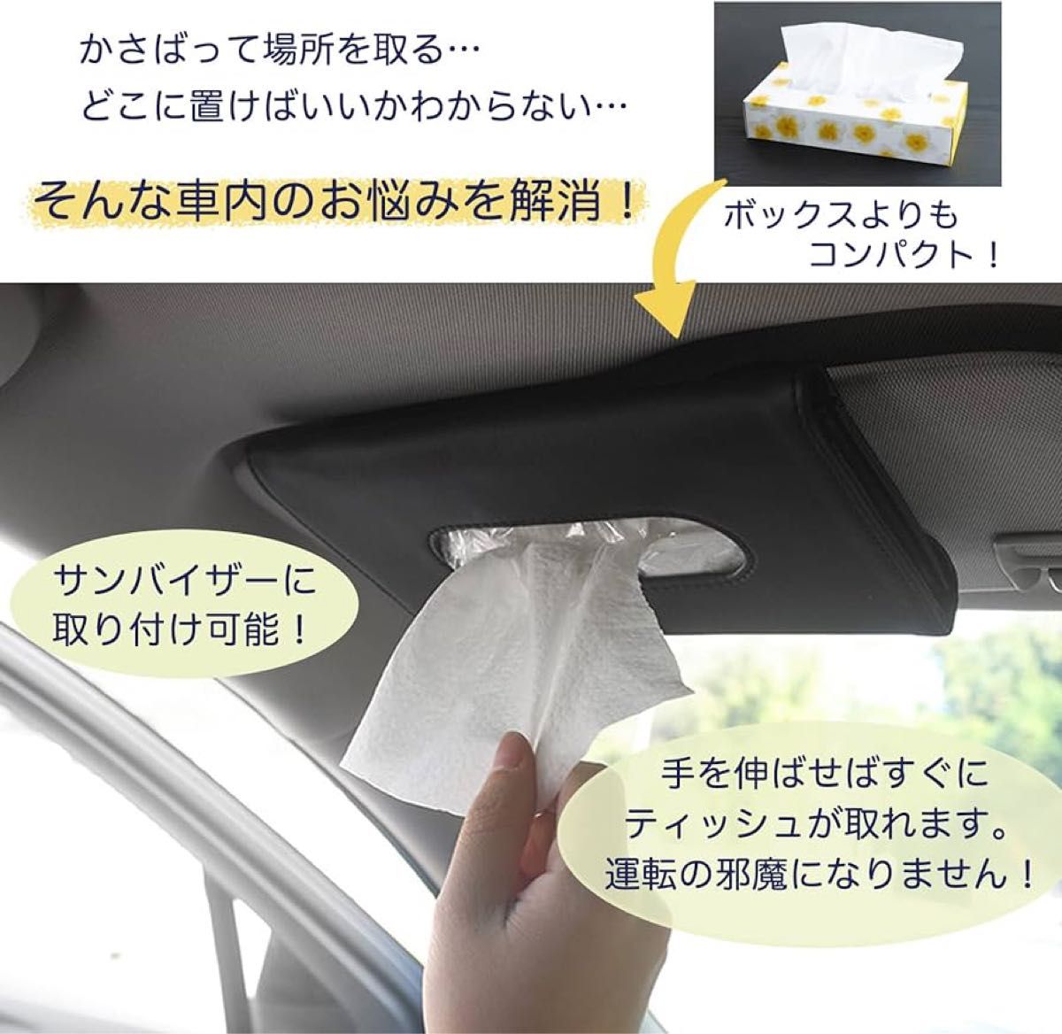 【車便利アイテム！】車ティッシュケース 吊り下げ式サンバイザー ティッシュホルダー 