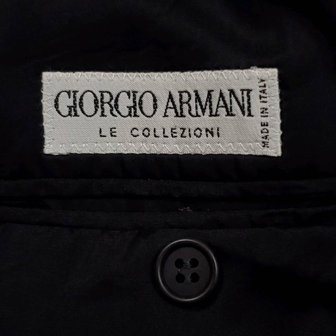 極美品 L ジョルジオ アルマーニ ウール100 背抜き スーツ 黒 通年 イタリア製 46 GIORGIO ARMANI セットアップ 上下 ブラック 2ピースの画像8