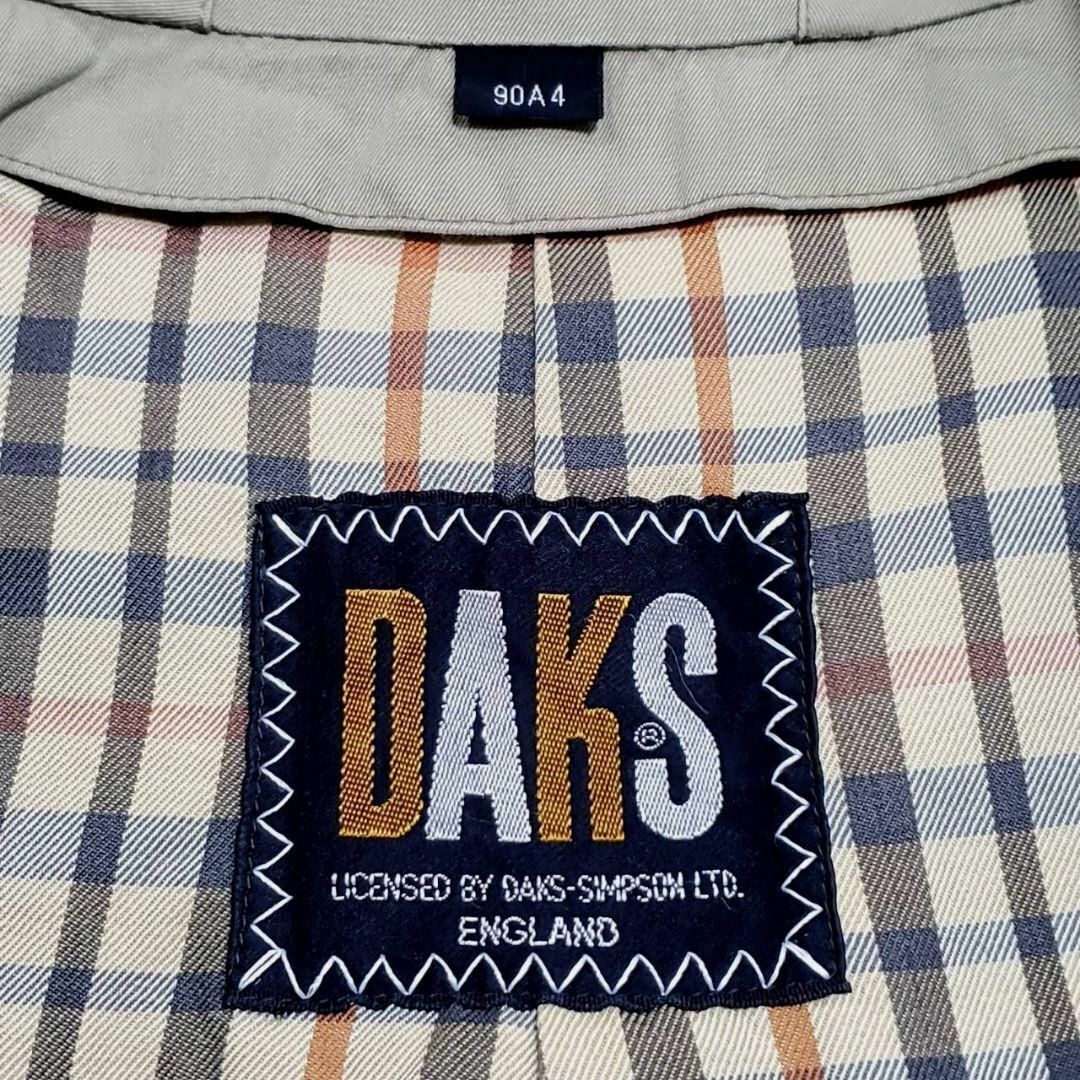 極美品 S ダックス ロング スプリング コート ベージュ チェック DAKS ステンカラー 春秋 アウター 90 A4 メンズ 紳士 カーキ系 プレイド_画像7